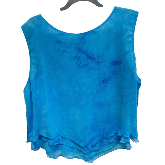 K woman blue layered chiffon tank top size 22 plus size boho hippie - Picture 2 of 5